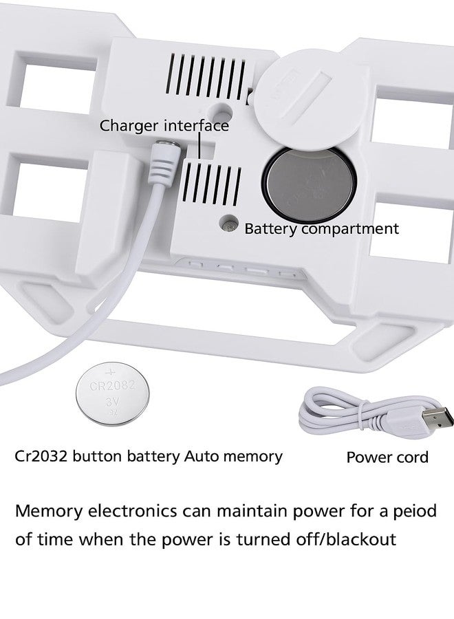 Dangfly Acrylic Digital LED Display Number Clock Table Wall Hanging Alarm Clock White (Works On Electricity) (White), 22.7x9.5 Cm - Image 3